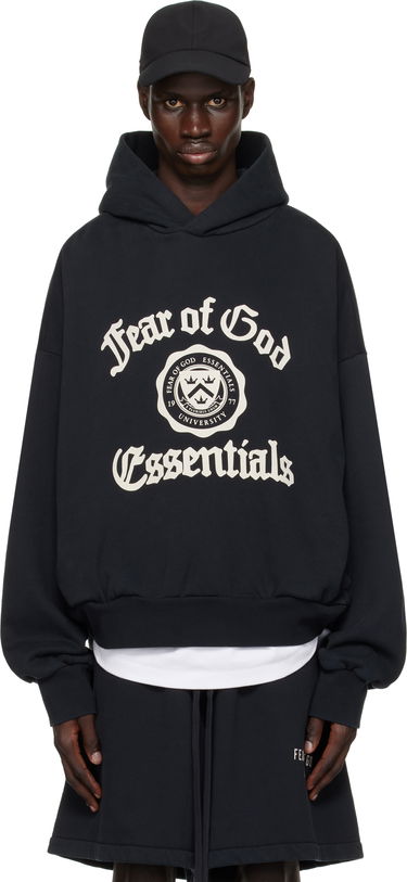 Mikina Fear of God Fear of God ESSENTIALS Heavy Fleece Vintage Shrunken Hoodie Čierna | 192HO246210F, 0