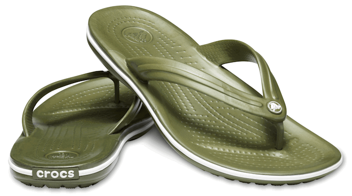 Oblečenie Crocs unisex Crocband™ Flips Army Green / White 36 Zelené | 11033-37P, 1