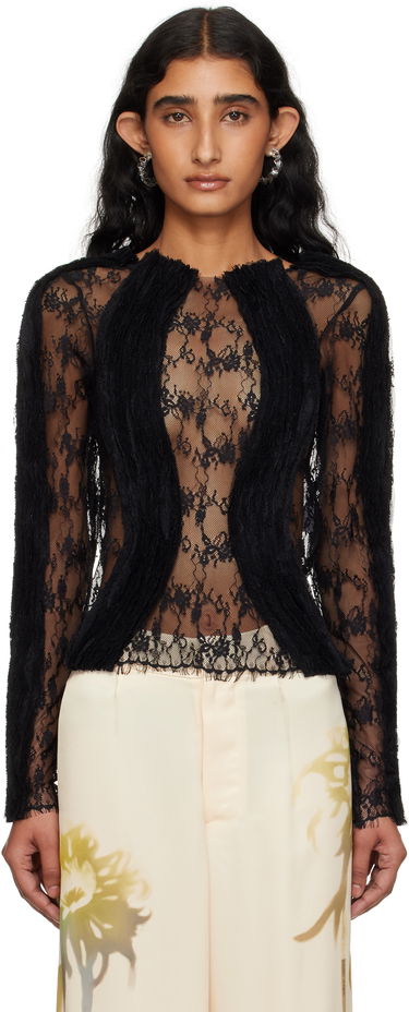 Tričká a tielka Collina Strada Collina Strada Wavy Lace Top Čierna | XX3303, 0