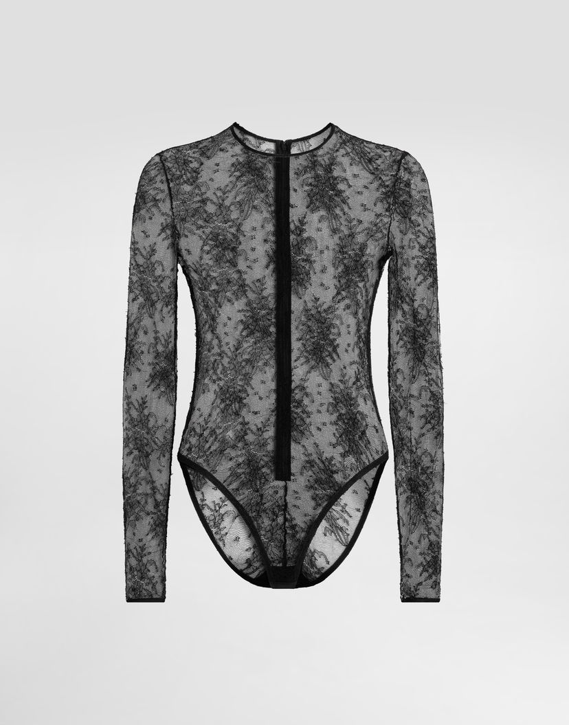 Body Dolce & Gabbana Dolce & Gabbana Chantilly Lace Bodysuit Čierna | F79BPTFLREXN0000