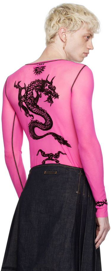 Tričko Jean Paul Gaultier Jean Paul Gaultier Flocked Mesh Long Sleeve T-Shirt Ružová | 23/15-U-TO119IT001-22, 2