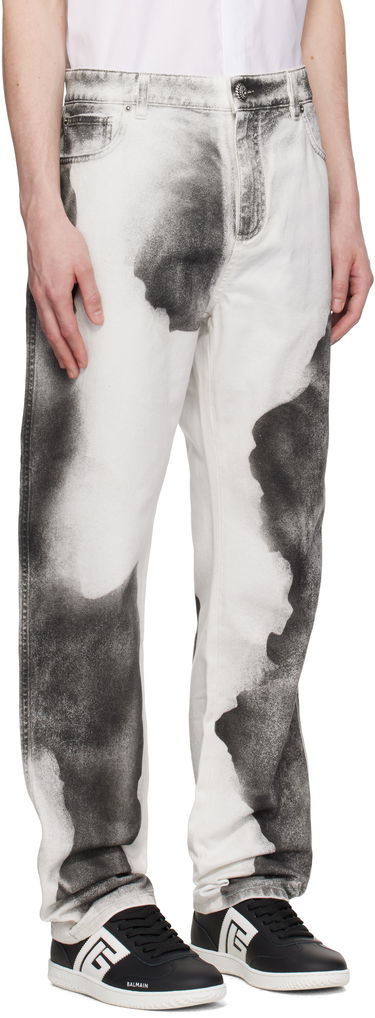 Džínsy Balmain Balmain Regular Fit Moon Print Jeans Biela | EH0MI043DE39, 1