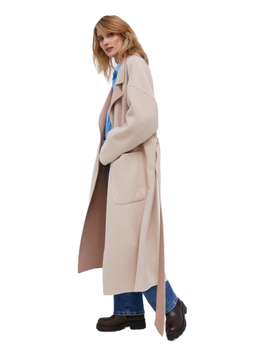 Kabáty CALVIN KLEIN Tied-waist Wool Coat Béžová | K20K205855