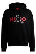 HUGO Cotton-Terry Hoodie with Snake Graphic