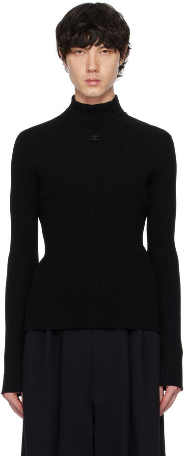 Sveter Courrèges Courrèges Reedition Rib Knit Mockneck Sweater Čierna | PERMPU008FI0001, 0