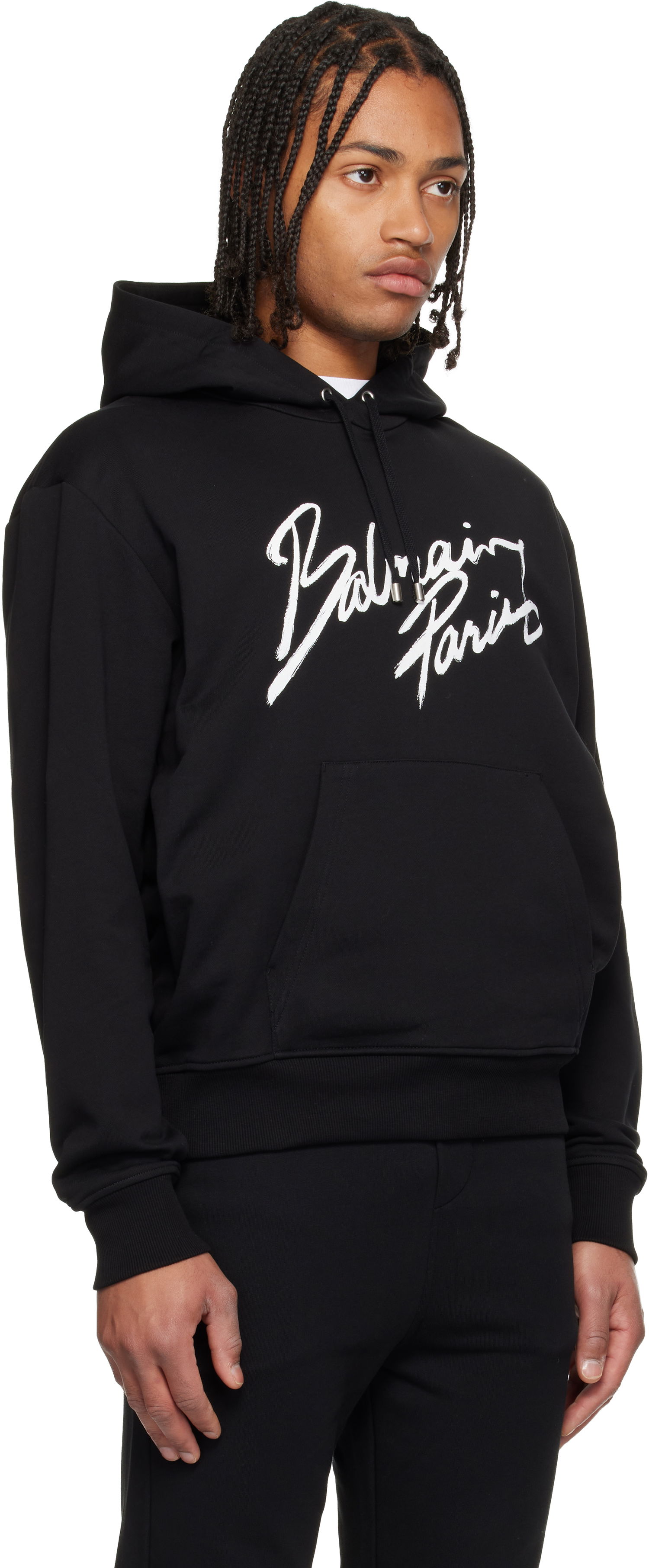 Mikina Balmain 'Balmain Paris' Writing Hoodie Čierna | FH2JR090BD27, 1