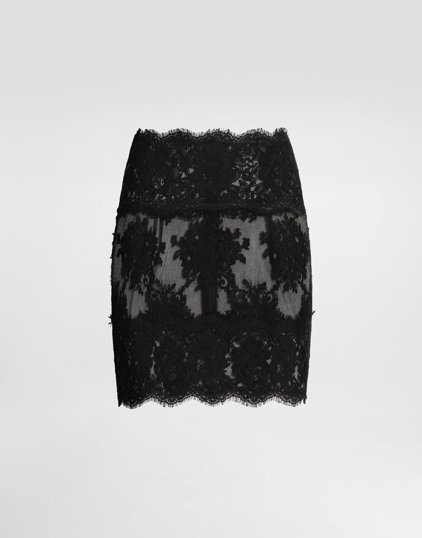 Sukňa Dolce & Gabbana Dolce & Gabbana Chantilly Lace Short Skirt 46 Čierna | F4C7VTHLMO7N0000