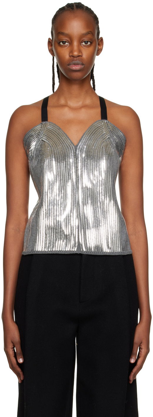 Podprsenka We11done We11done Sequin Camisole Top Šedá | WD-KT3-22-656-W-SV, 0