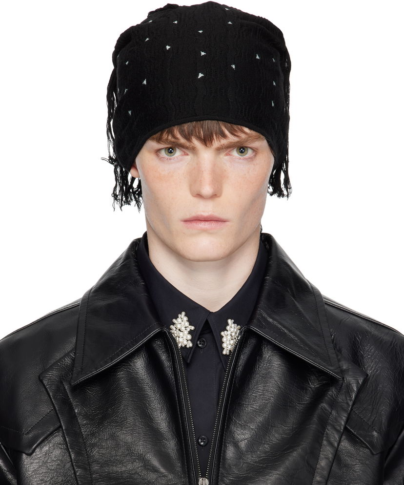 Kulicha KIKO KOSTADINOV Kiko Kostadinov Tarr Knit Beanie with Fringe Čierna | KKAW25KN11-116