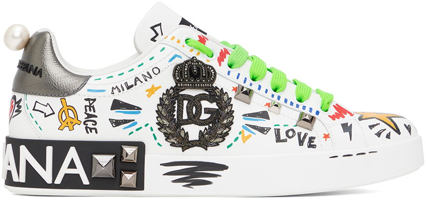 Tenisky a topánky Dolce & Gabbana White Embroidery & Studs Portofino Rôznofarebný | CS1772AH502, 0