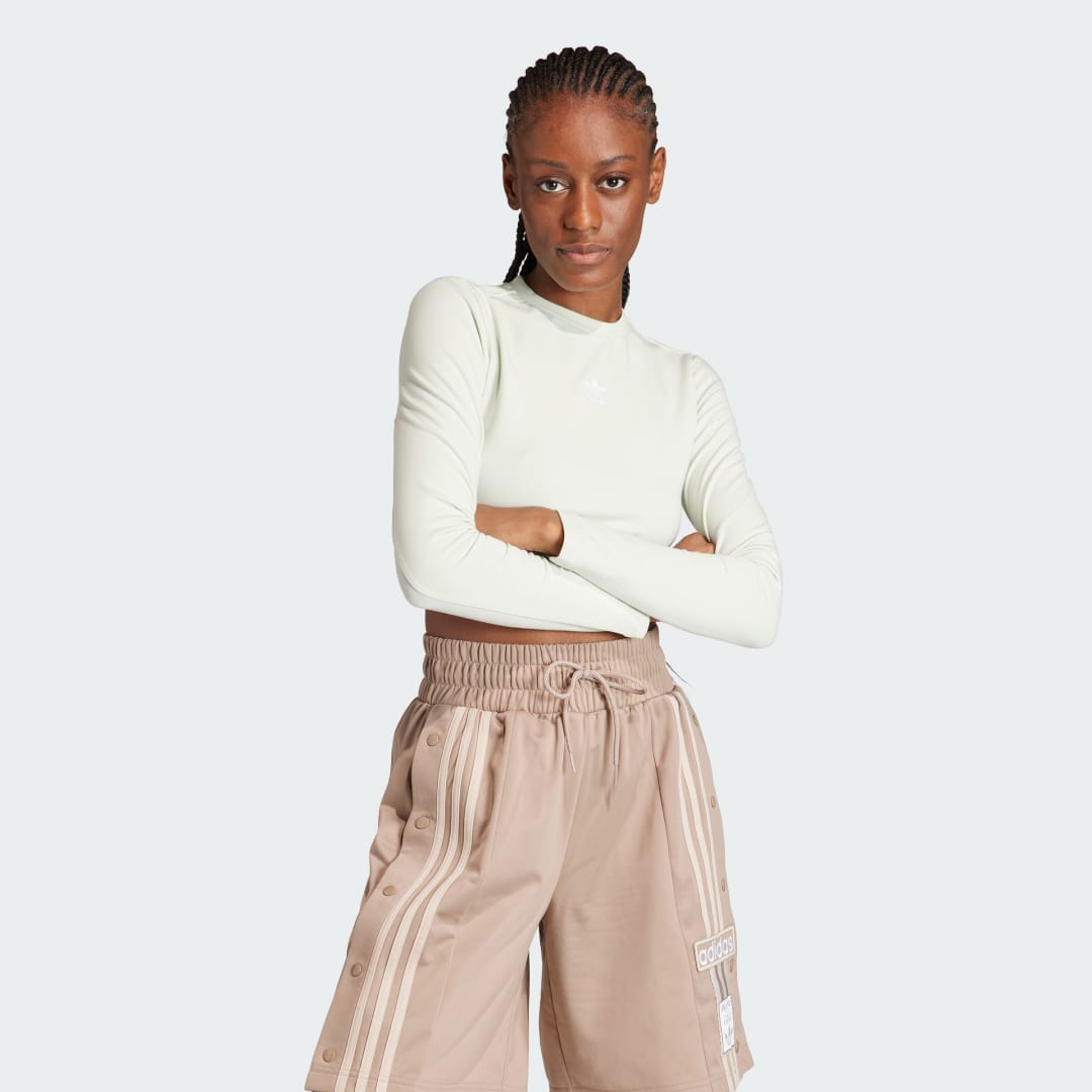 Crop Top adidas Originals Neutral Court Graphic Long Sleeve Biela | IS5268, 0