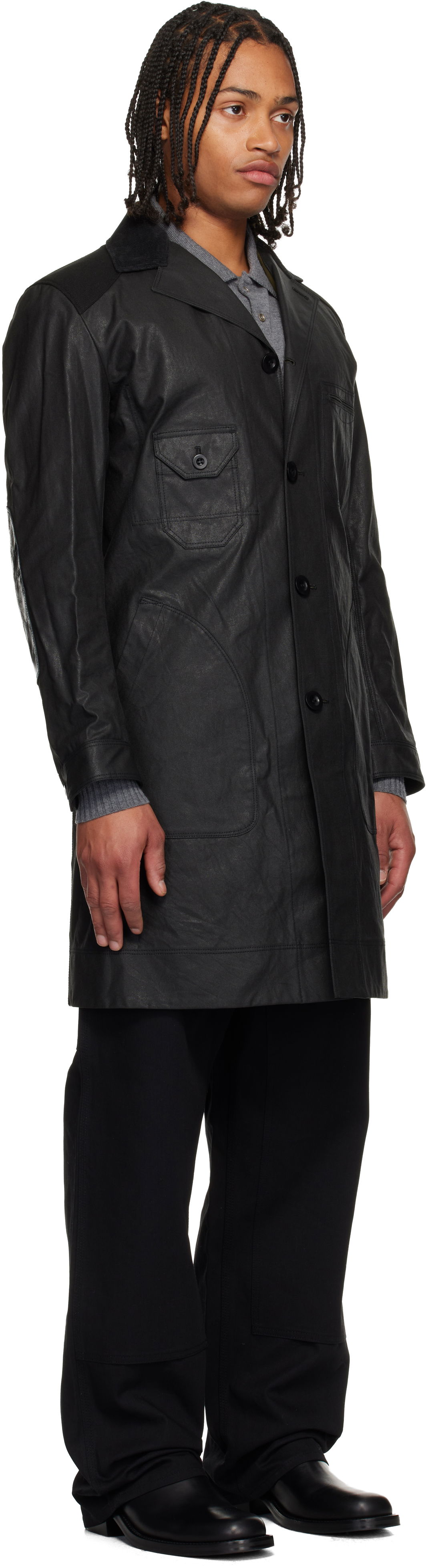 Kabáty Junya Watanabe Junya Watanabe Coated Cotton Coat Čierna | WP-C011-051, 1