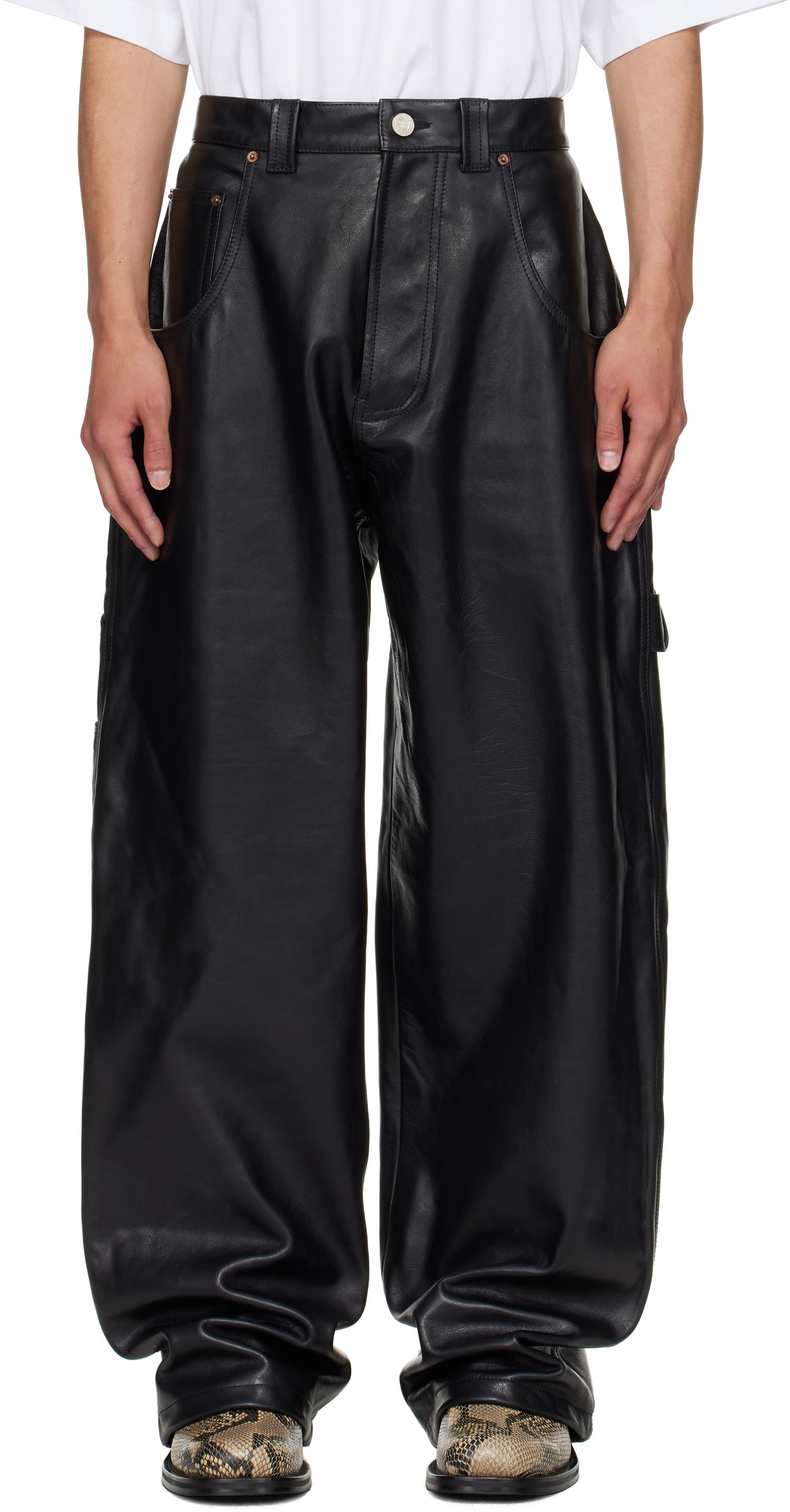 Nohavice VETEMENTS VETEMENTS Hip Hop Leather Pants Čierna | UH76LP250B, 0