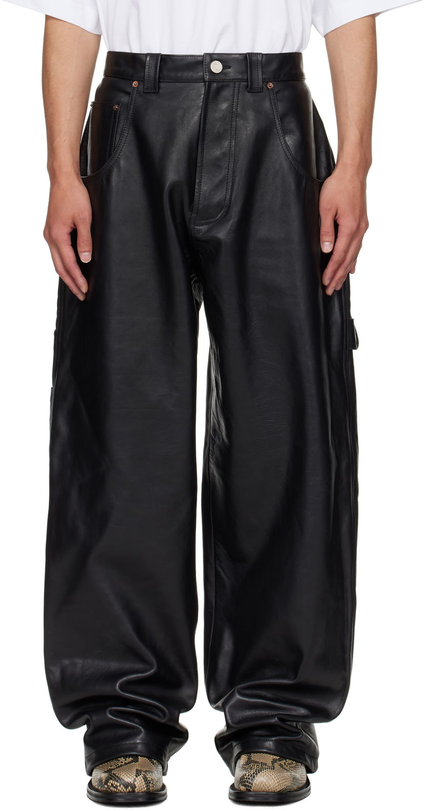 Nohavice VETEMENTS VETEMENTS Hip Hop Leather Pants Čierna | UH76LP250B