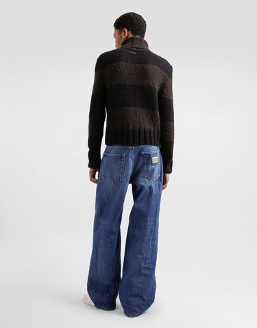 Sveter Dolce & Gabbana Dolce & Gabbana Wool Blend Striped Turtleneck Sweater Čierna | GXW68TJGMBPN9869, 2