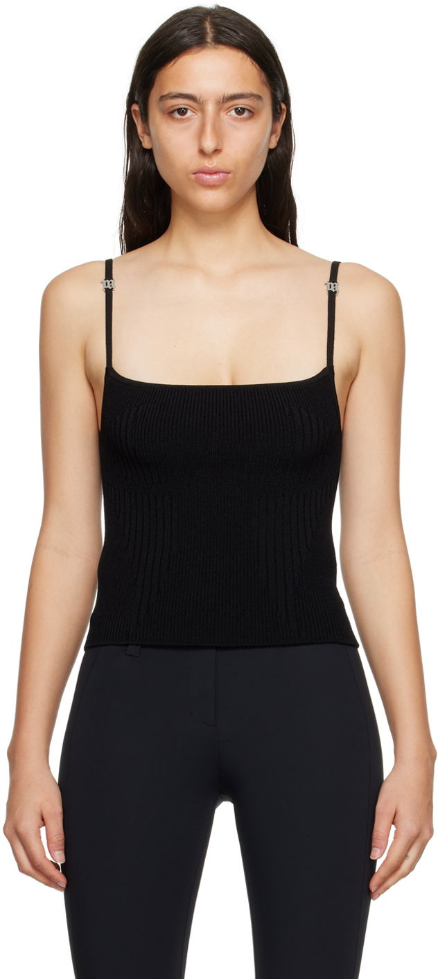 Tielko MISBHV Square Neck Ribbed Camisole with Metallic Strap Details Čierna | 231W151