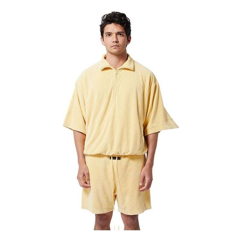 Polo tričko Fear of God Fear of God Essentials Halfzip 3 Short Sleeve Boxy Polo Žltá | 125BT224092F