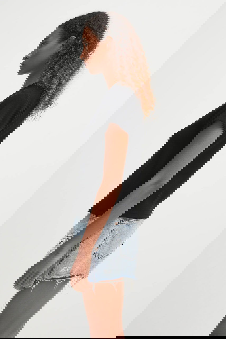 Tričko Maison Margiela MM6 Maison Margiela Ribbed Short Sleeve Wool Blend T-shirt Čierna | S52GC0357.M20122.900, 1