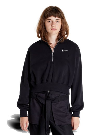 Mikina Nike Phoenix Fleece  1/2-Zip Oversized Crop Sweatshirt Čierna | DQ5767-010