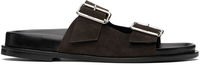 Aeyde Meena Suede Double Buckle Slides