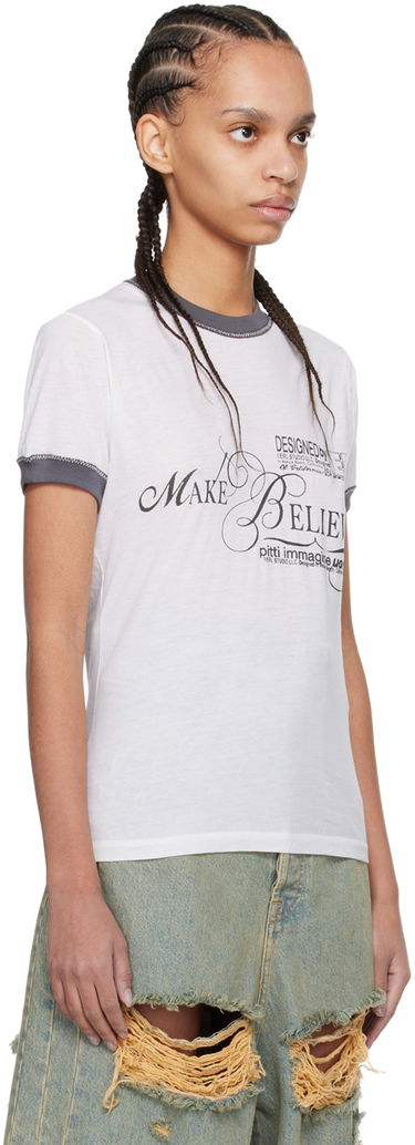 Tričko ERL ERL 'Make Believe' Print T-Shirt Biela | ERL08T019, 3