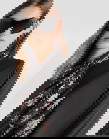 Košeľa Dolce & Gabbana Poplin Long Sleeve Shirt with Floral Print Tie-Neck Scarf Čierna | F5U13TFURMON0000, 3