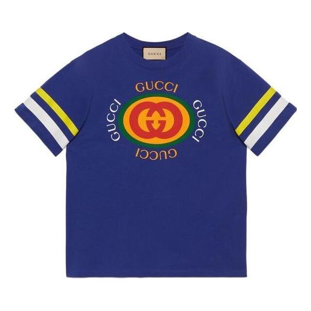 Tričko Gucci Jersey T-Shirt With Logo Print Modrá | 616036-XJFFU-4120, 0