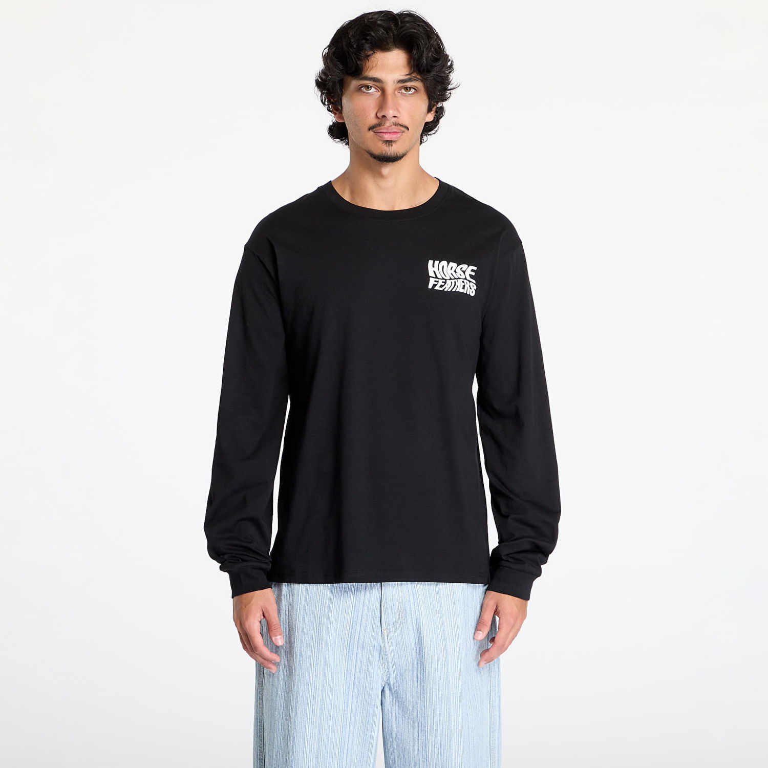 Tričko Horsefeathers Distort Long Sleeve T-Shirt Black M Čierna | SM1364A, 0