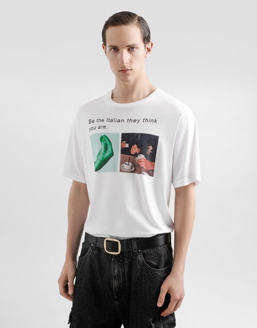 Tričko Dolce & Gabbana Cotton T-Shirt With Hand And Coffee Print Biela | G8PN9TG7O4ZW0800, 3