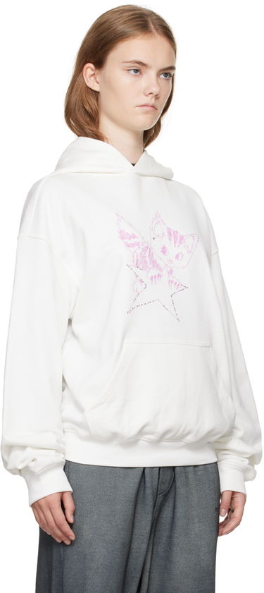 Mikina We11done Fitted Hoodie With Graphic Print Biela | WD-TH2-24-832-U-IV, 1