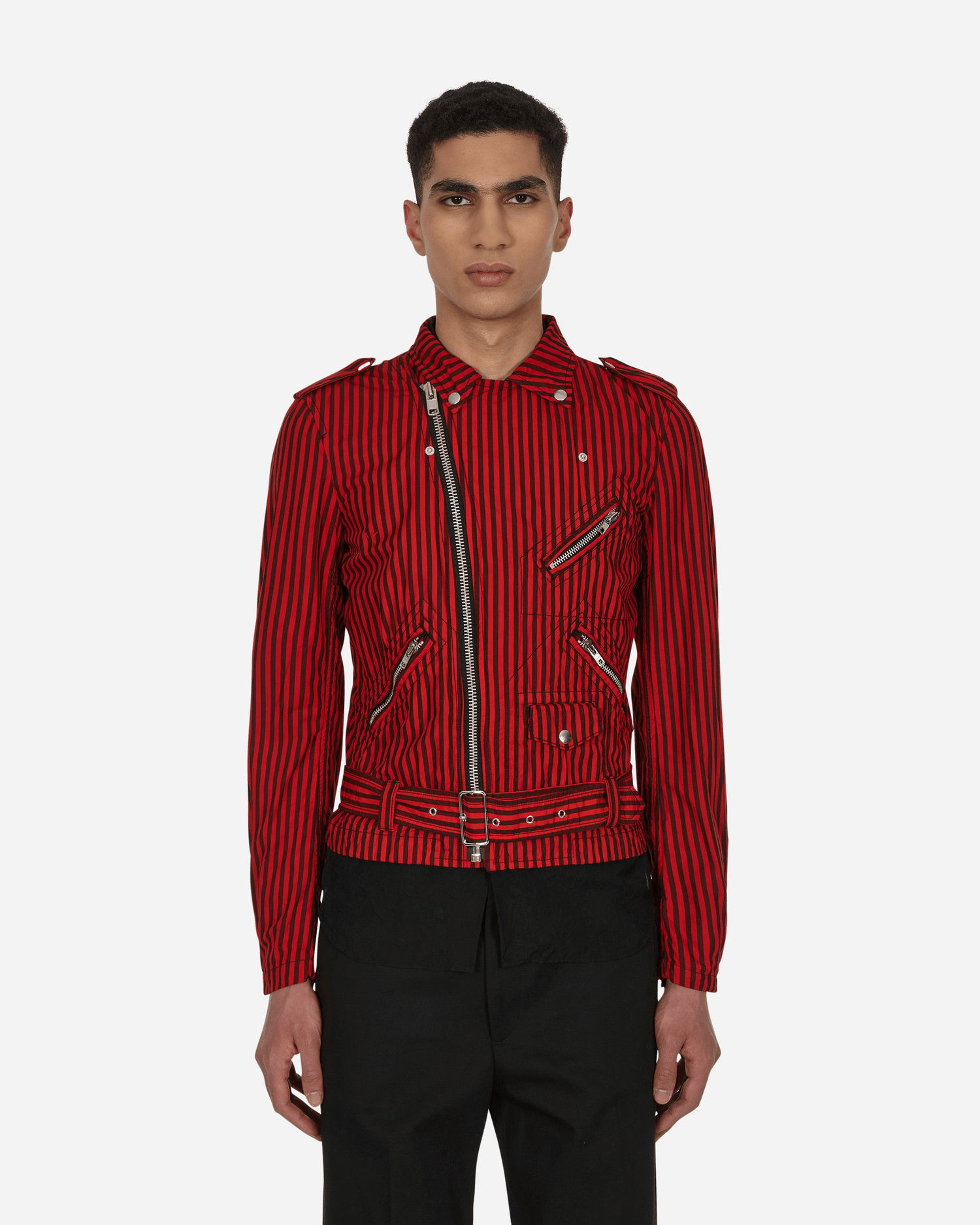 Bunda Comme des Garçons Stripe Biker Jacket Červená | FI-J002 1, 0