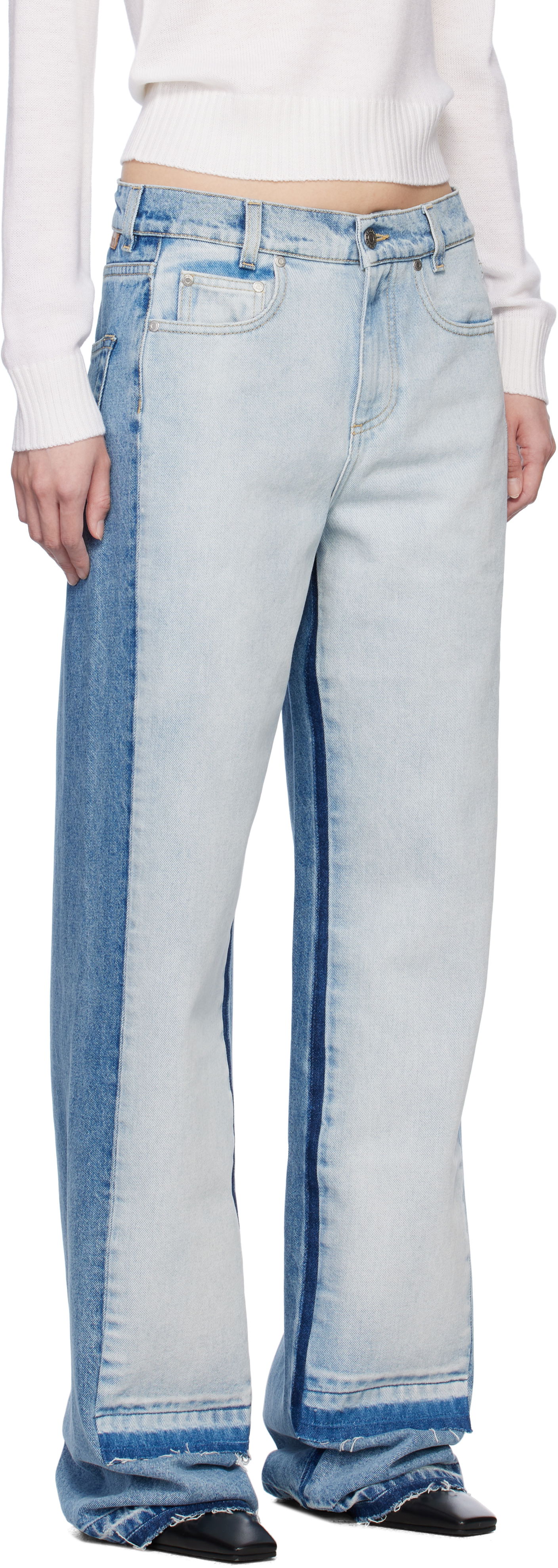 Džínsy Stella McCartney Stella McCartney Contrast Panel Straight Leg Jeans Modrá | 6D03393SQH10, 1