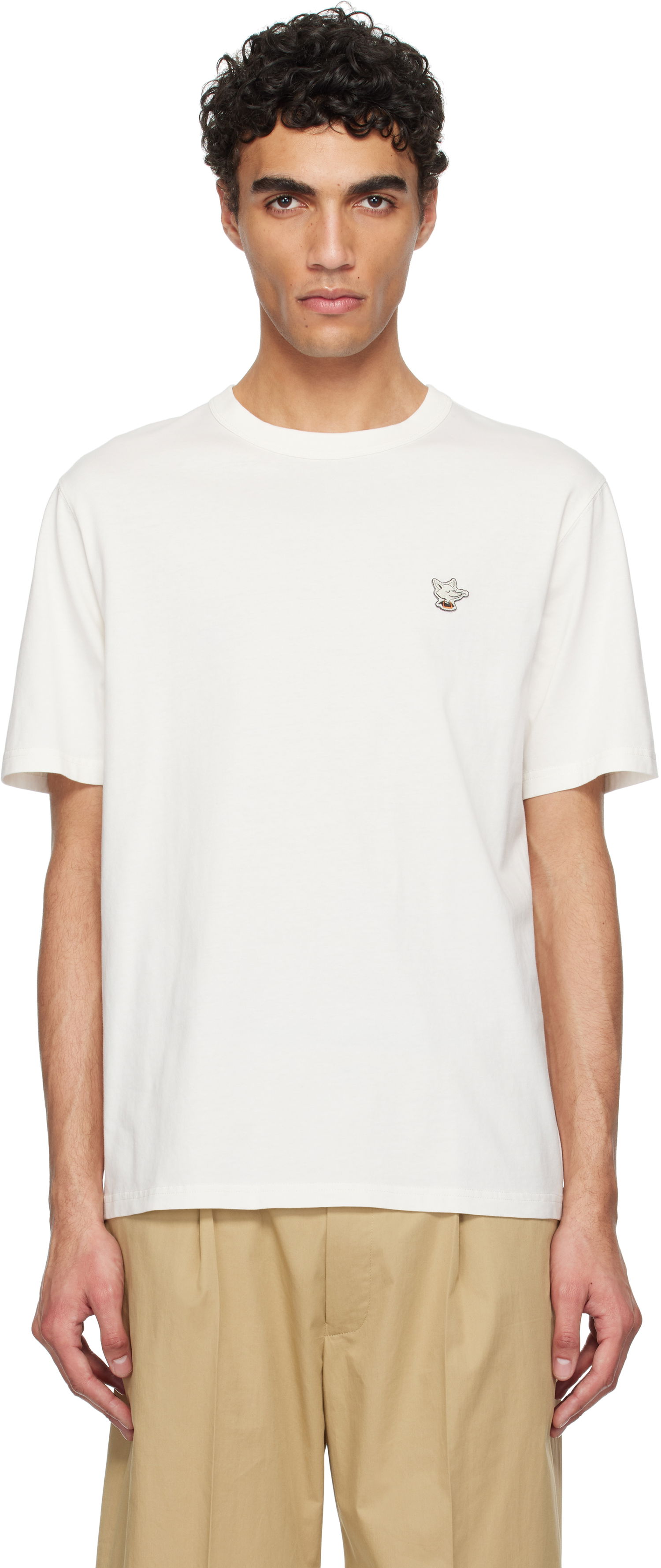 Tričko MAISON KITSUNÉ Maison Kitsuné Barista Fox Patch Relax T-Shirt Biela | CKNU00102KJ7014, 0