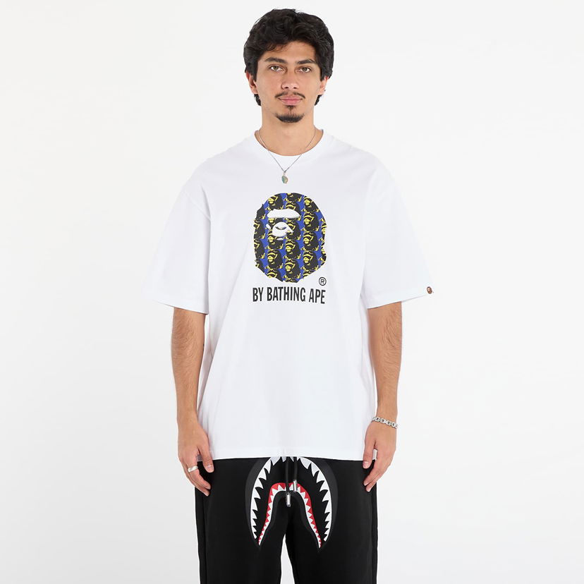 Tričko BAPE Ape Head Pattern By Bathing Ape Relaxed Fit Tee Biela | 001TEL801309MWHT