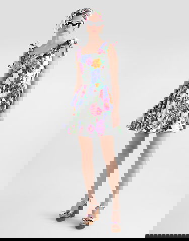Šaty Dolce & Gabbana Dolce & Gabbana Rose-print Corset Pleated Dress Rôznofarebný | F6ZT2THS5S6HA5KT, 1