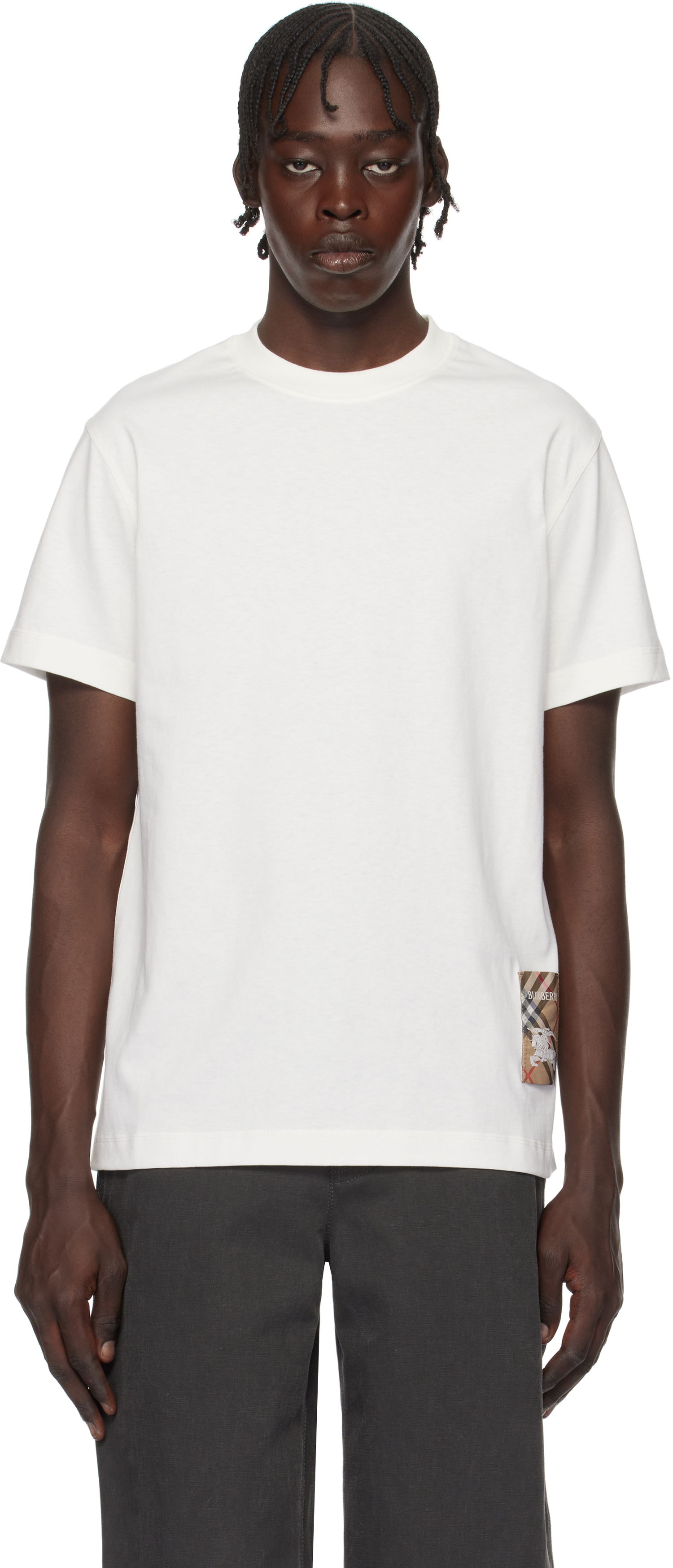 Tričko Burberry Cotton T-Shirt With Patch Biela | 8102254, 0