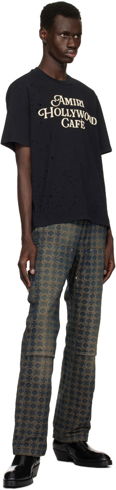 Tričko AMIRI Amiri Hollywood Cafe Distressed T-Shirt Čierna | AMJYTE1176, 3