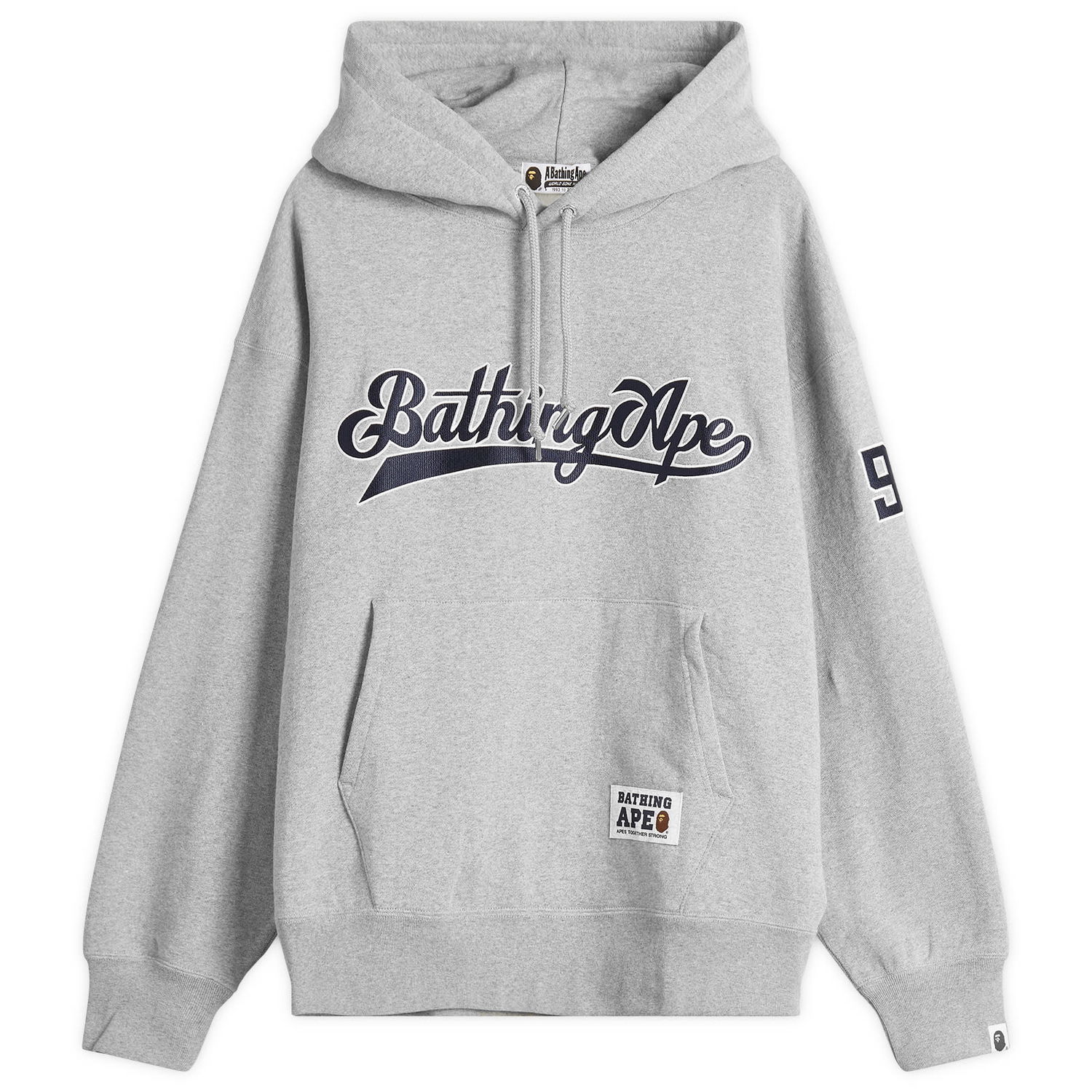 Mikina BAPE Bathing Ape Baseball Logo Relaxed Fit Pullover Hoodie Šedá | 001PPL301004M-GRY, 0