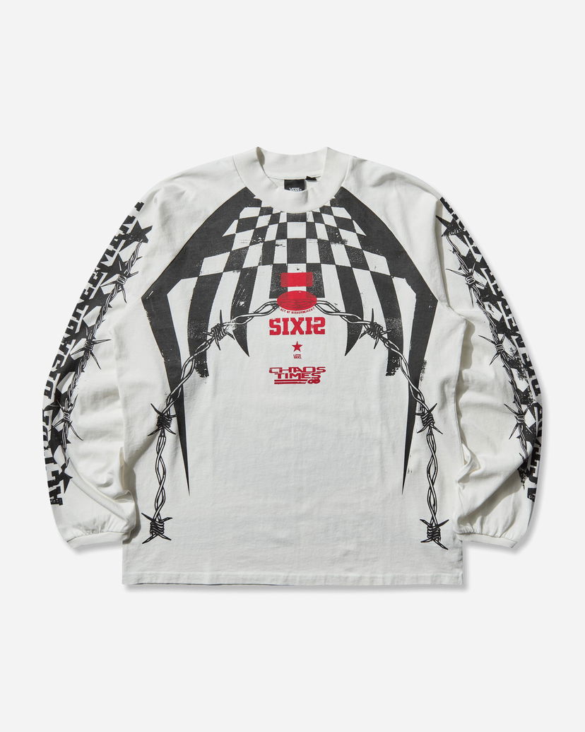 Tričko Vans Act of Disagreement Hazard Checkered Barbed Wire SIXIR Chaos Times Longsleeve T-Shirt Biela | VN000RPWWHT1