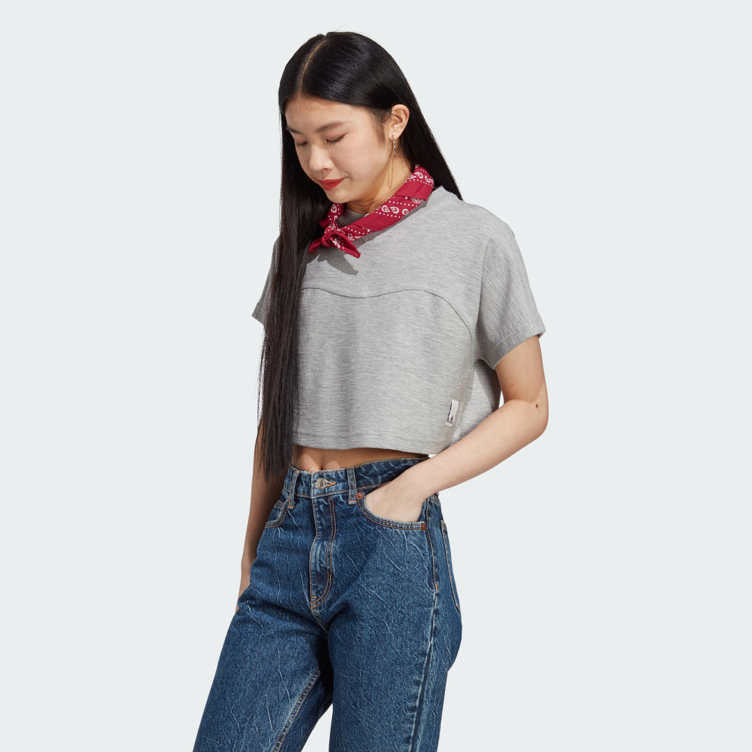 Crop Top adidas Performance Cropped Terry Top Šedá | HZ1606, 0