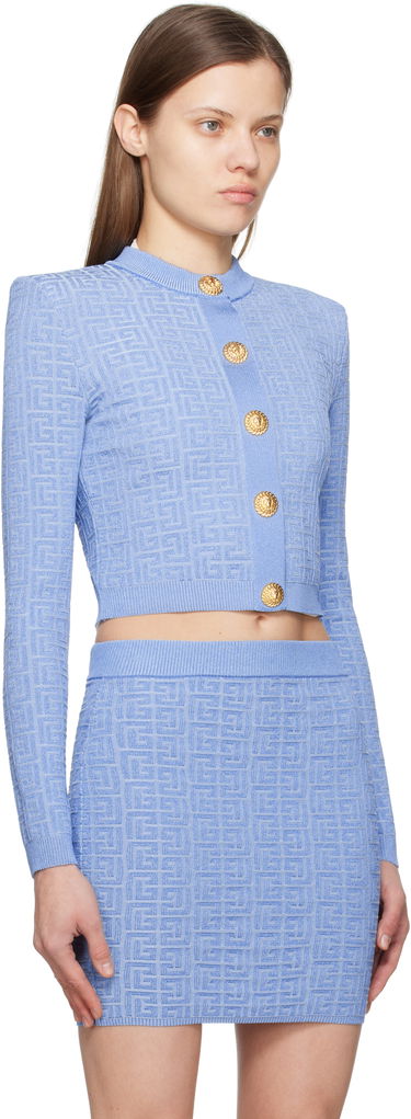 Sveter Balmain Balmain Labyrinth Knit Cropped Cardigan Ružová | EF1KL196KI02, 4