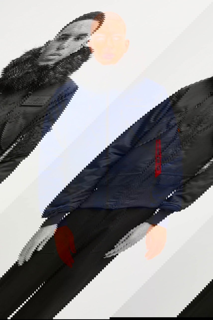 Bomber bunda Alpha Industries 45/P Hooded Custom Faux Fur Bomber Jacket Navy | 113145, 0