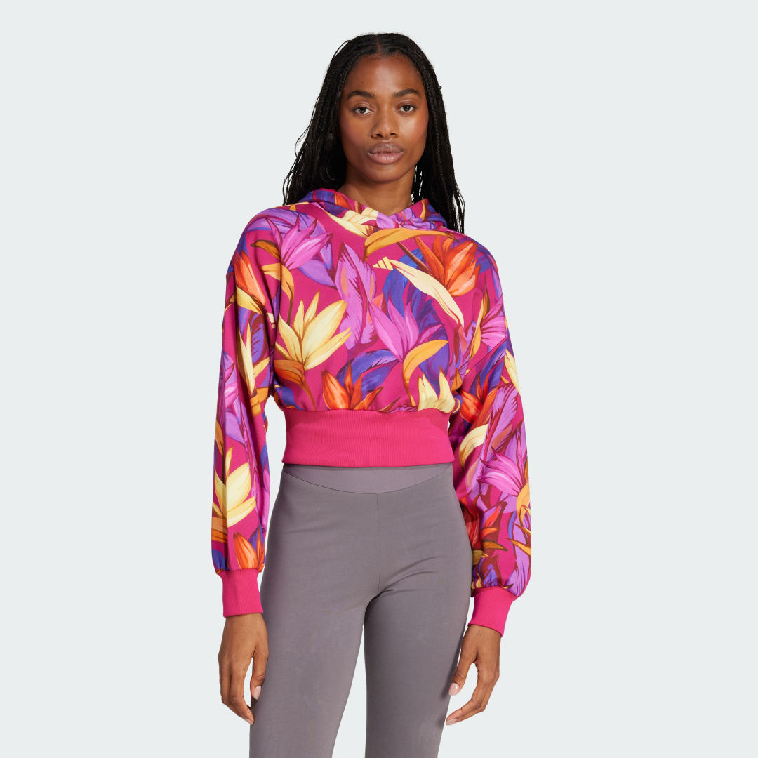 Mikina adidas Performance adidas x FARM Cropped Hoodie Ružová | JD6283, 0