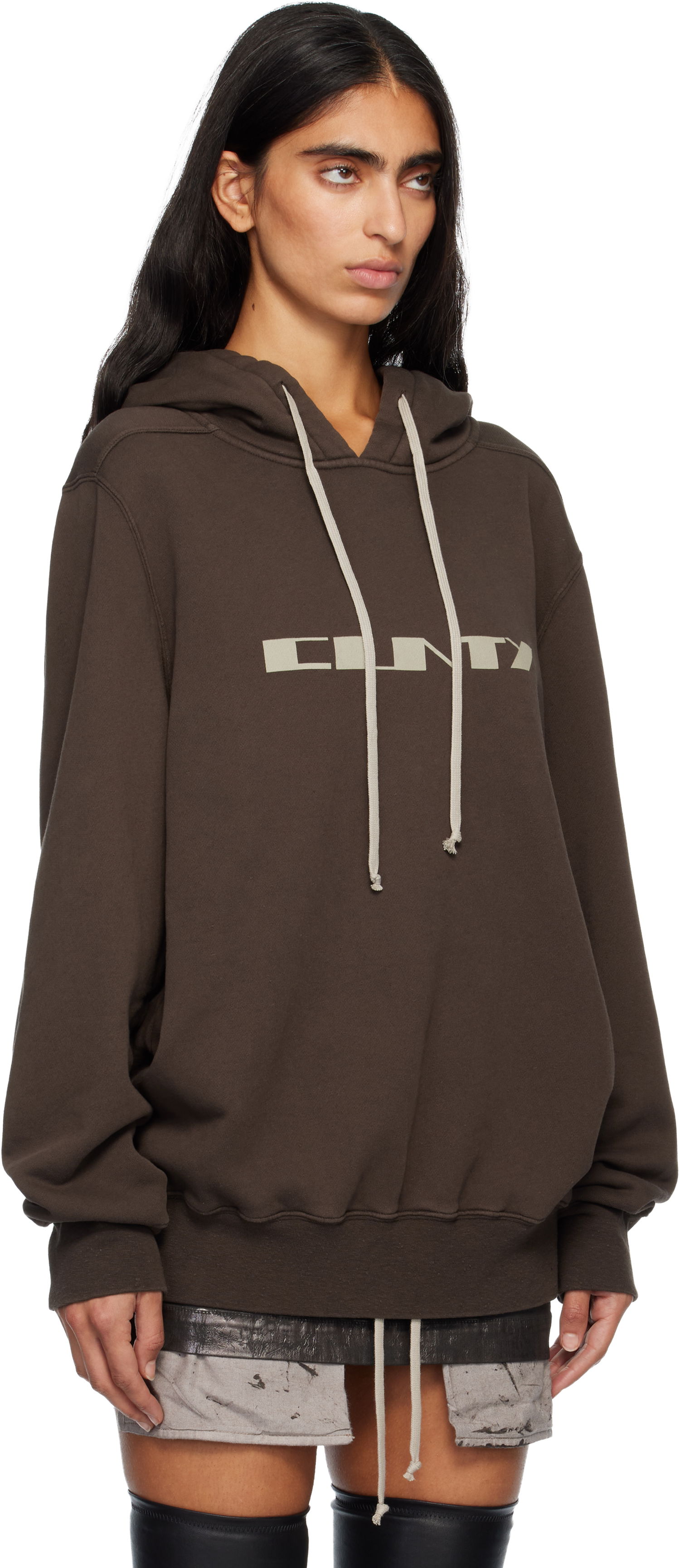 Mikina Rick Owens Concordians Oversized Hoodie Hnedá | DS02E7241 FSLP2P, 1