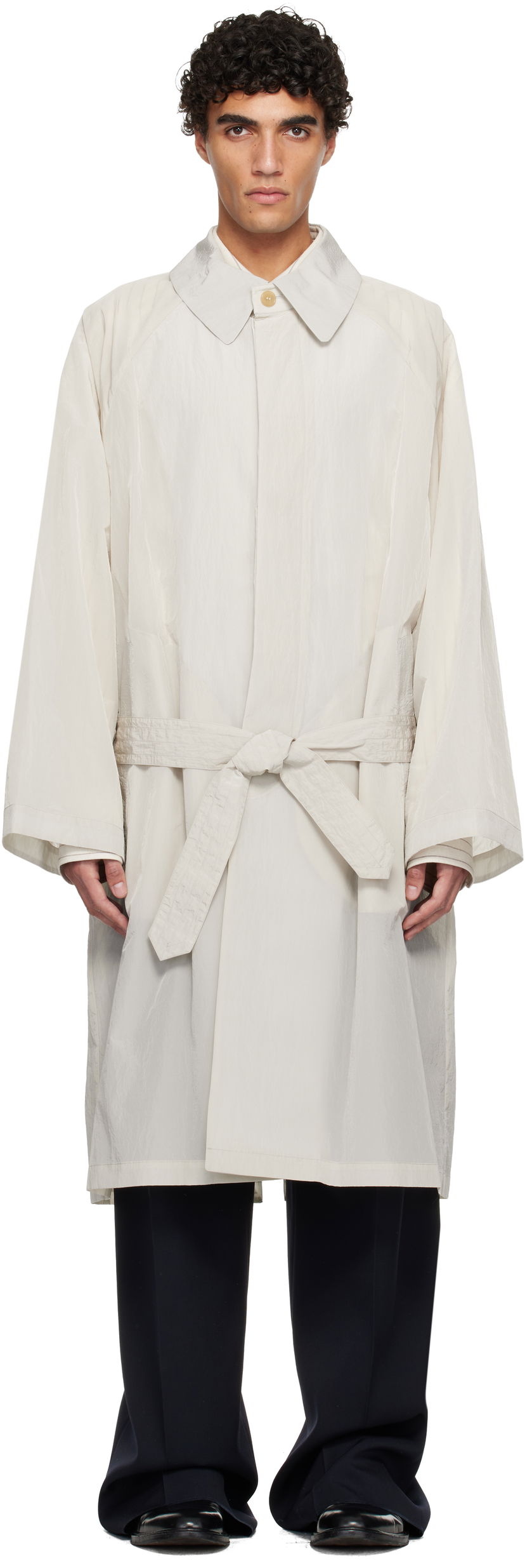 Trenčkot HED MAYNER Hed Mayner Crinkled Trench Coat Béžová | HMMC10054AHC156