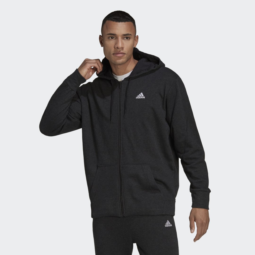 Mikina adidas Performance Sportswear Mélange Full-Zip Hoodie Čierna | HC2909, 0