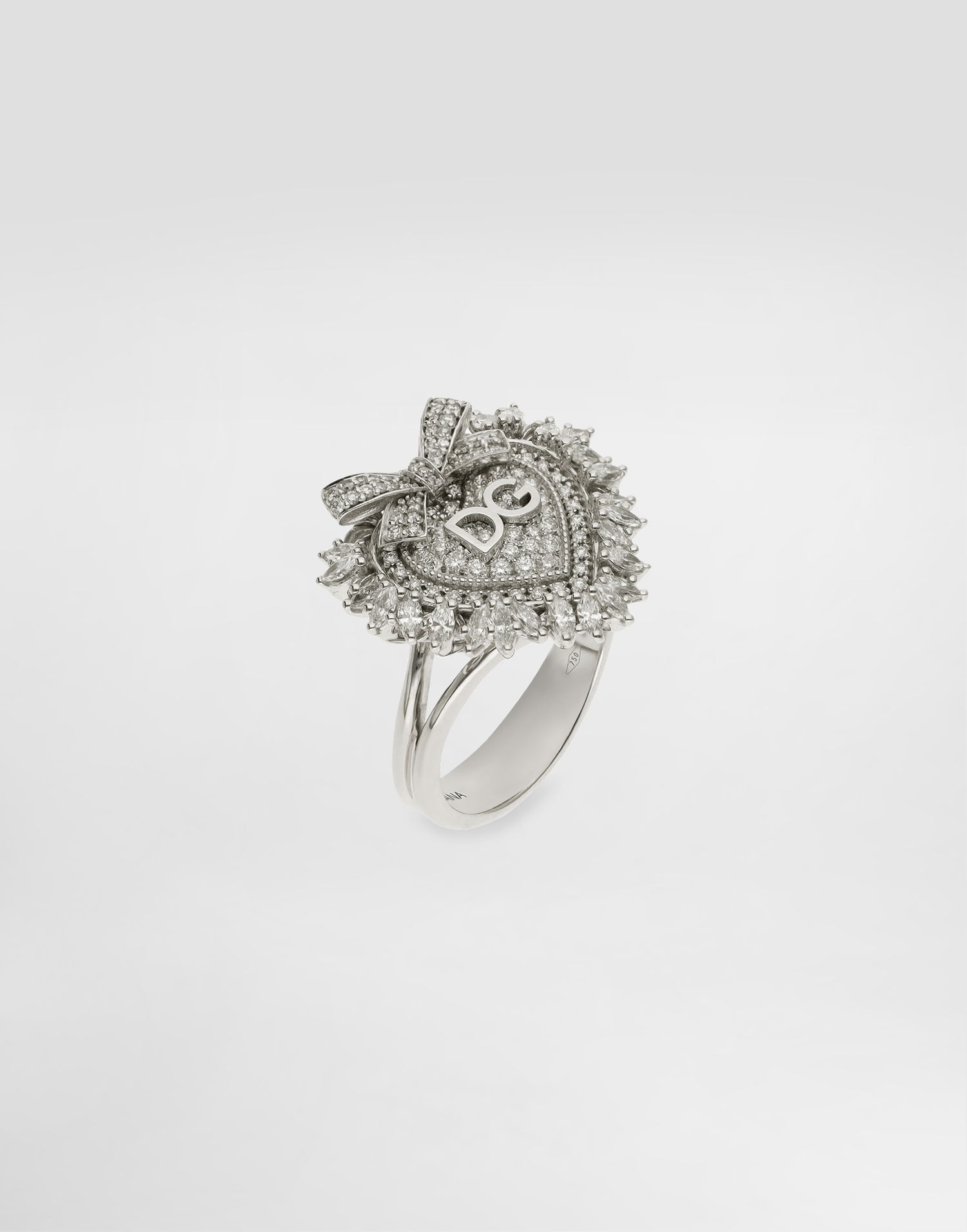 Prsteň Dolce & Gabbana Dolce & Gabbana Devotion Heart Ring, 18K White Gold with Diamonds, Size 56 Metalická | WRND1KWWH0180001, 1