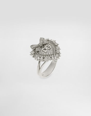 Prsteň Dolce & Gabbana Dolce & Gabbana Devotion Heart Ring, 18K White Gold with Diamonds, Size 56 Metalická | WRND1KWWH0180001, 1