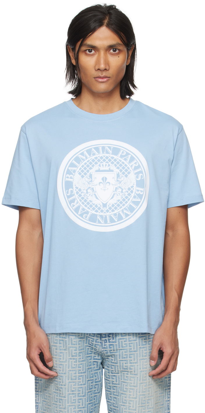 Tričko Balmain Coin T-shirt Modrá | CH1EG000BB17, 0