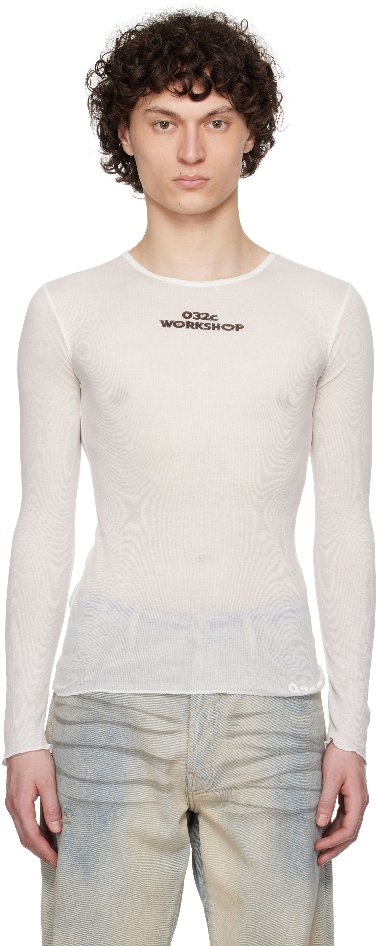 Tričko 032C 032c 'Black Sun' Fine Rib Longsleeve T-Shirt Biela | S25-URC-0281-100, 0
